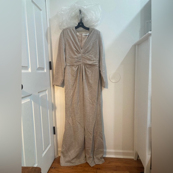 Kay Unger Kayla Champagne Dress 16 - Picture 2 of 7